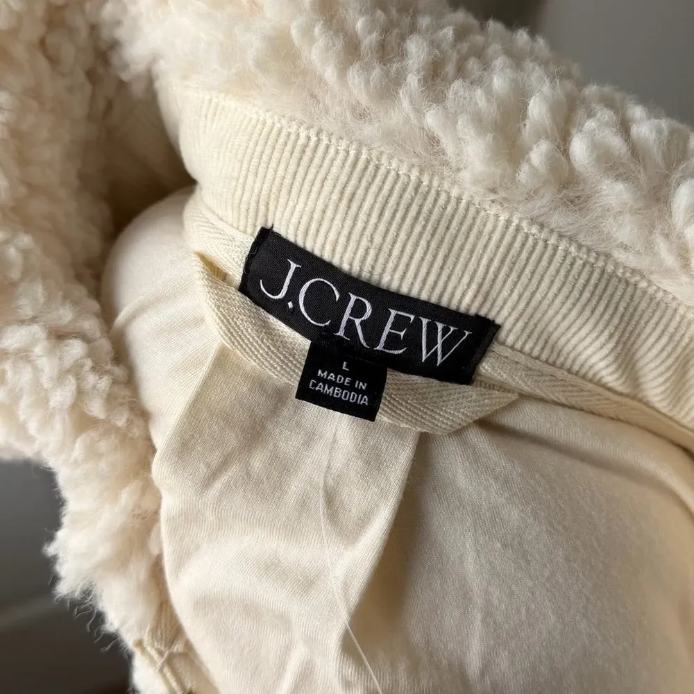 NWT J. Crew Sherpa Half-Zip Fleece Pullover Size Large